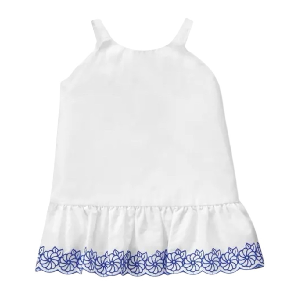 Janie and Jack Girls White and Blue Sleeveless Floral Peplum Top/Blouse -Size 4